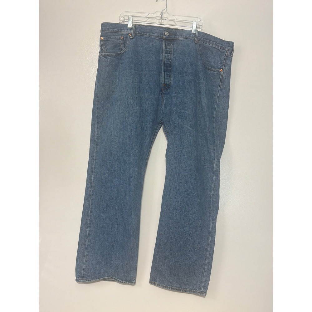Levis 501 Original Fit Button Fly Straight Leg Blue Denim Jeans Mens 46x32